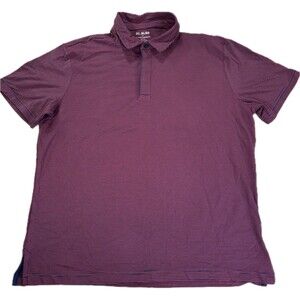 01. ALGO Mens Large Short Burgundy Navy Stripe Performance Short Sleeve Polo